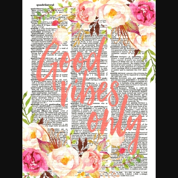 Handmade Other - Good Vibes Only Vintage Dictionary Art Print
